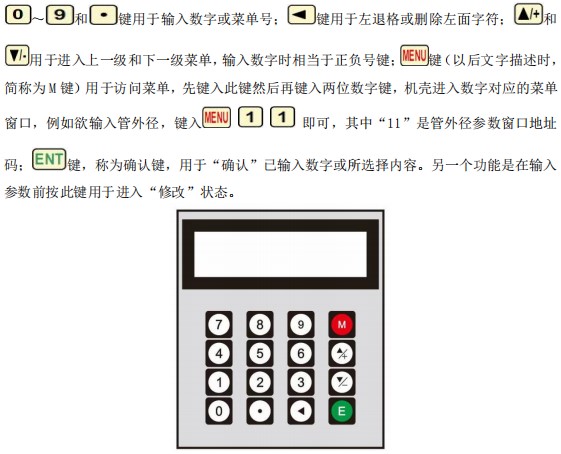 夾裝式超聲波流量計(jì)按鍵面板說明圖